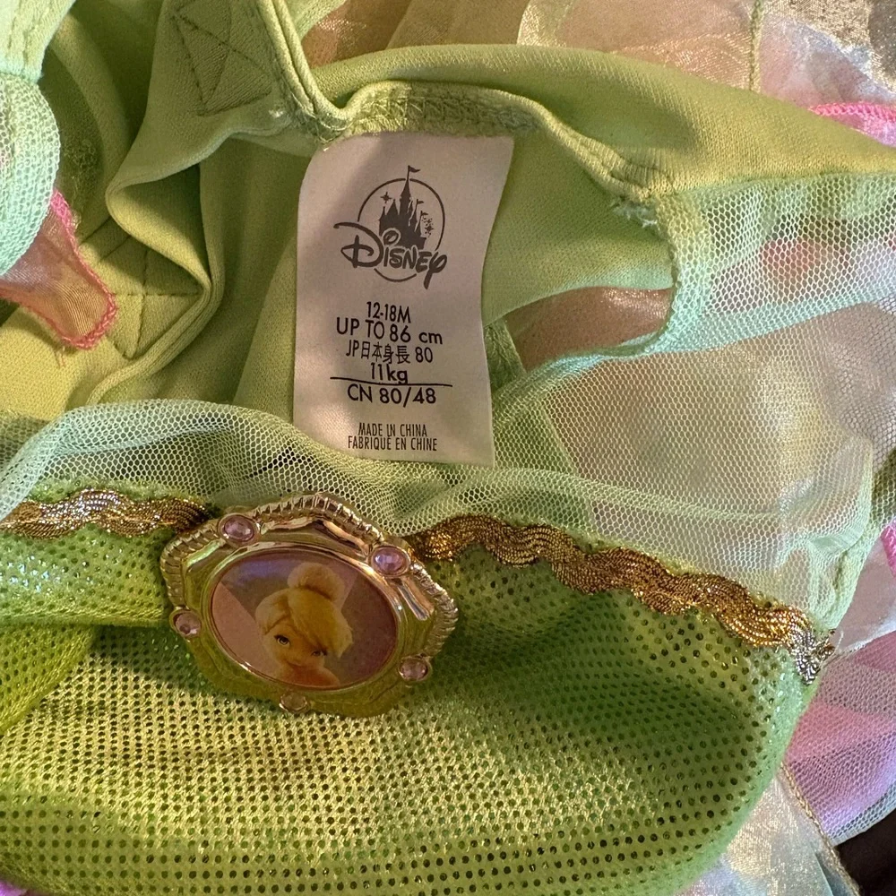 Disney Tinker Bell Green and Gold Dress size 12/18 months tinkerbelle‎ (0913)
